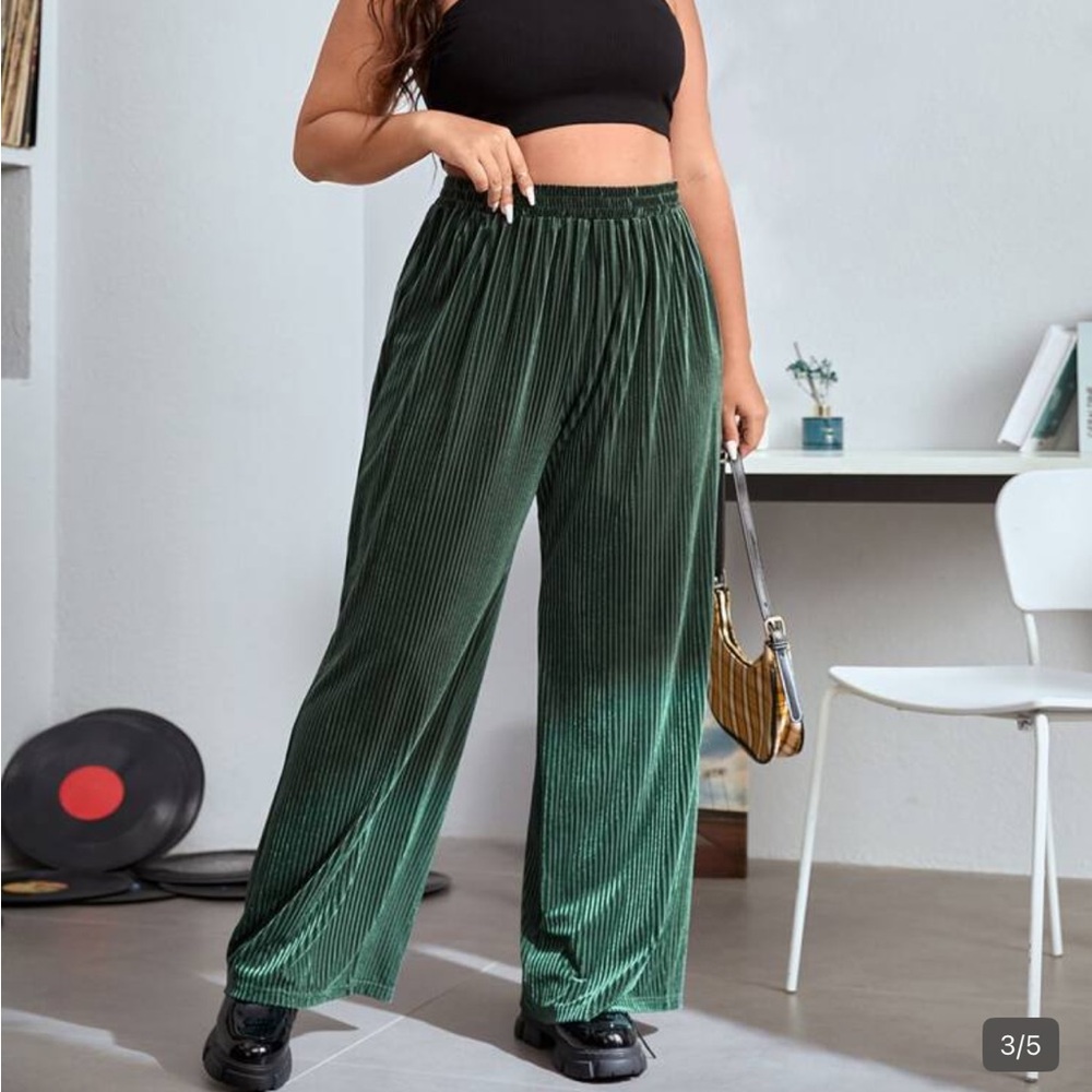 SHEIN Dark Green Wide Leg Pants